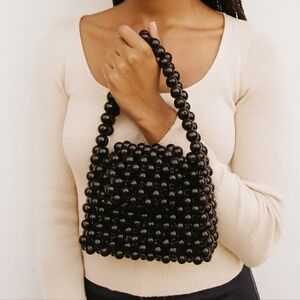 Black ebony beaded mini purse
